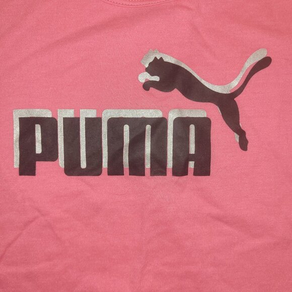 Puma Girls Size Small (4/5) Bubblegum Pink Logo Tee Short Sleeve Crew Neck - Picture 4 of 4